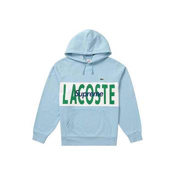 Blue Supreme LACOSTE Logo Panel Hooded Sweatshirts | Supreme 364FM